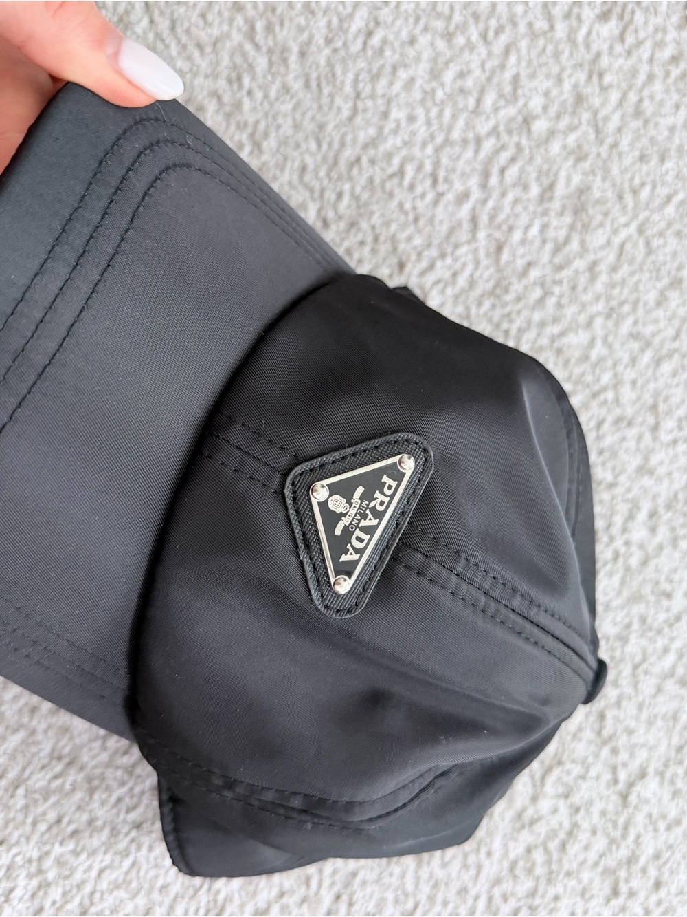 Black Nylon Logo Baseball Cap - Women Hat - Picture 2 of 5